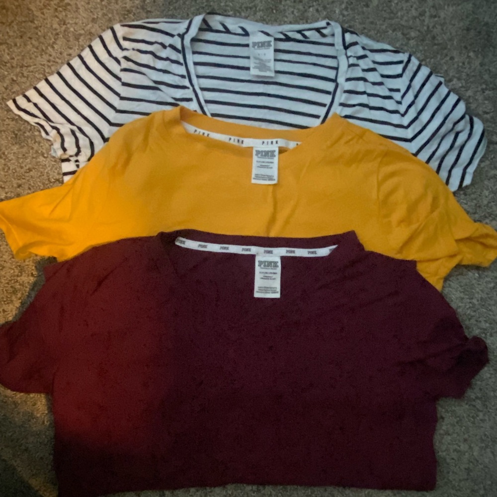 Pink Victoria's Secret Women's T’s sold as bundle! Black and white, gold, maroon